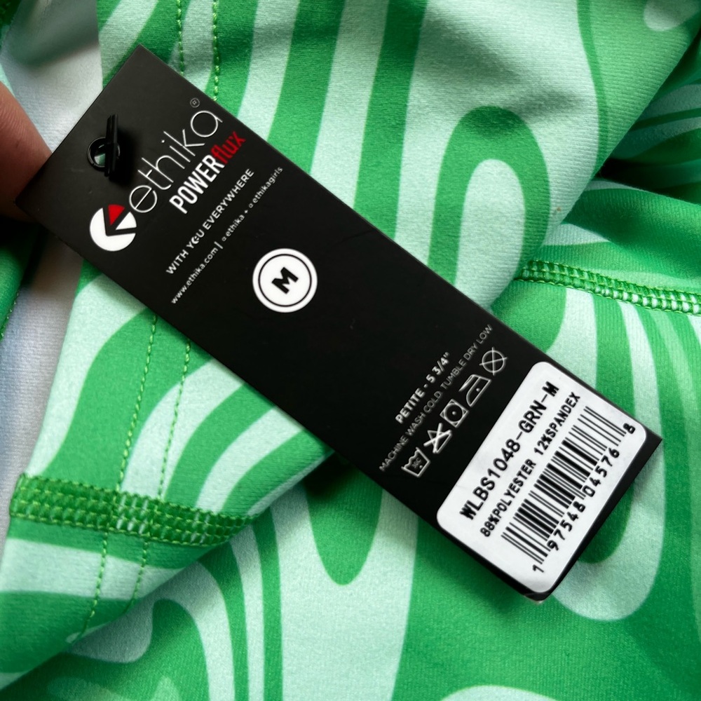 Ethika Green Groovy Swirl Biker Shorts Medium